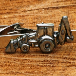 Digger Tie Clip Tack Slide Bar UK Handmade Construction Fathers Day Gift 101 ti image 1