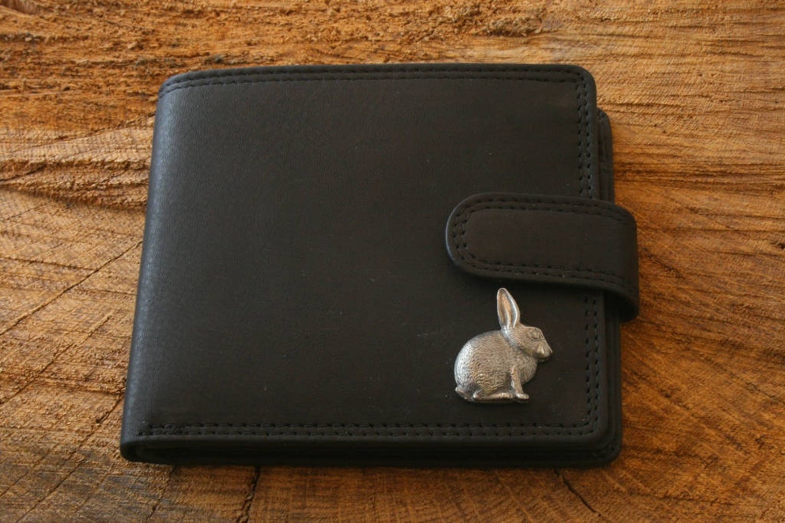 Rabbit Leather Wallet Brown or Black Leather Wildlife Gift Etsy
