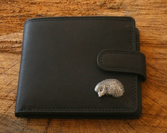 Cartera individual de piel de erizo, color marrón o negro, regalo de Navidad y cumpleaños 176