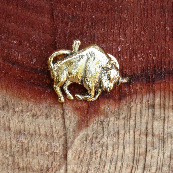 Raging Bull Gold Plated Pin Lapel Badge Fathers Day Gift Taurus 046 360
