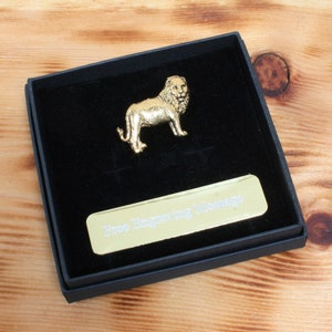Lion Gold Plated Pin Lapel Badge Safari Animal Father&#39;s Day Gift Custom Box