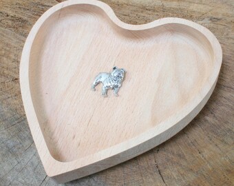 Ciotola a forma di cuore in legno per bulldog - Vassoio per chiavi, gioielli, orologi e cianfrusaglie - Regalo rustico per gli amanti degli animali domestici 47