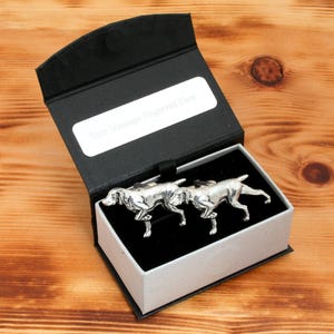 GSP Pointer Cufflinks Pewter UK Handmade Gundog Father&#39;s Day Gift
