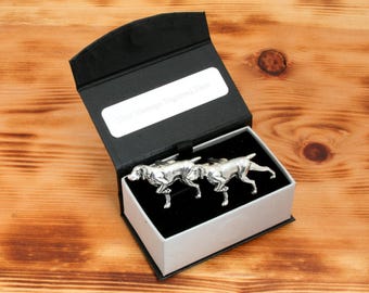 GSP Pointer Cufflinks Pewter UK Handmade Gundog Father's Day Gift