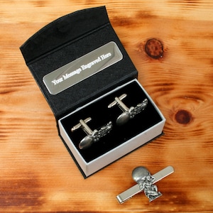 Greek Mythology Cufflinks and Tie Clips Pewter UK Handmade Father&#39;s Day Gift Boxed Atlas Medusa Caduceus tbc