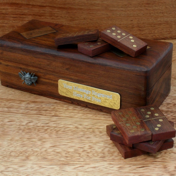 Insects & Bugs Dominoes Wood With Brass Inlays In Wooden Presentation Box Free engraving Ladybird Dragonfly Gift dm