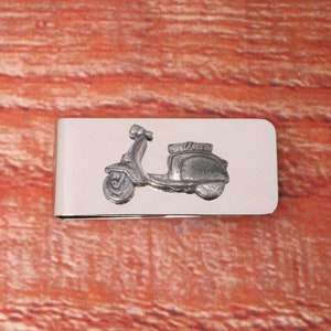 Moto, scooter e biciclette Fermasoldi in metallo da uomo con incisione gratuita Lambretta, regalo per la festa del papà mc