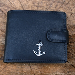 Schiffe Anker Leder Brieftasche Braun oder Schwarzes Leder Segeln Vatertag Geschenk 325 wch