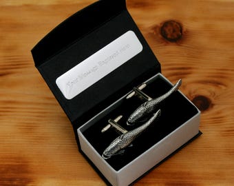 Catfish Cufflinks English Pewter UK Handmade Coarse Fishing Gift