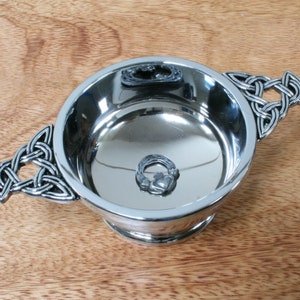 Irish Icons Quaich Pewter Cup Drinking Bowl Christening Wedding Present Shamrock Harp Celtic Jockey Father's Day Gift qc