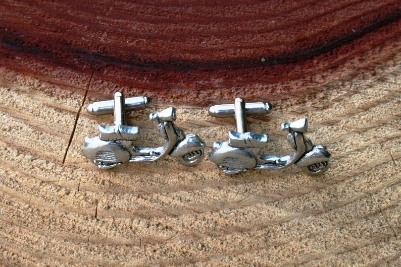 Vespa Scooter Cufflinks Pewter UK Handmade in Gift Box Motor Vehicle Gift