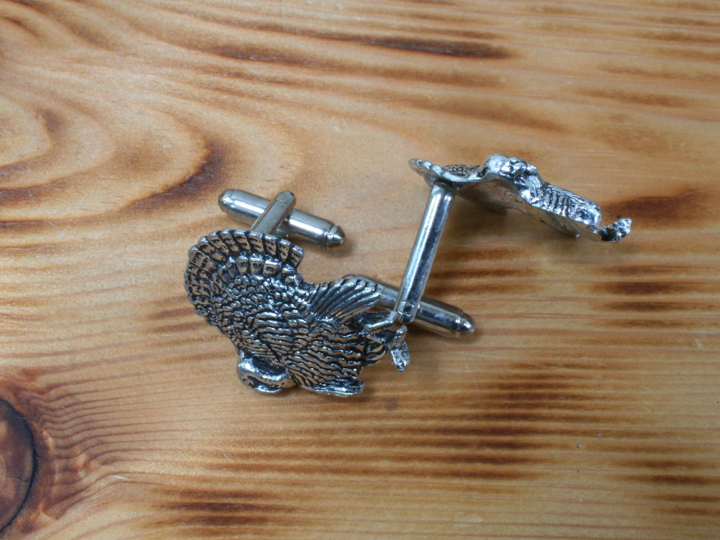 Turkey Cufflinks & Tie Tack Slide Clip Mens Hunting Father's