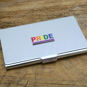 Pride Metal Business Kreditkartenhalter mit personalisierter kostenloser Gravur Vatertagsgeschenk LGBT BLM Bisexuell Vatertagsgeschenk mch