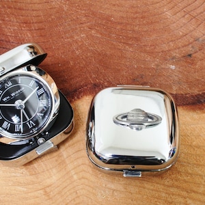 Saturn Design Chrome Plated Quartz Alarm Clock Spake Travel Father's Day Gift ac