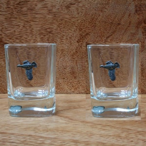 Game Birds Pair of Shot Glasses Crystal With Motifs Pheasant Partridge Father&#39;s Day Gift sg