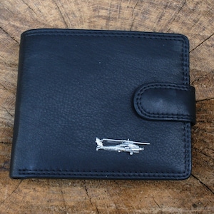Helicopter Leather Wallet Brown or Black Leather Army Father&#39;s Day Father&#39;s Day Gift 177 wch