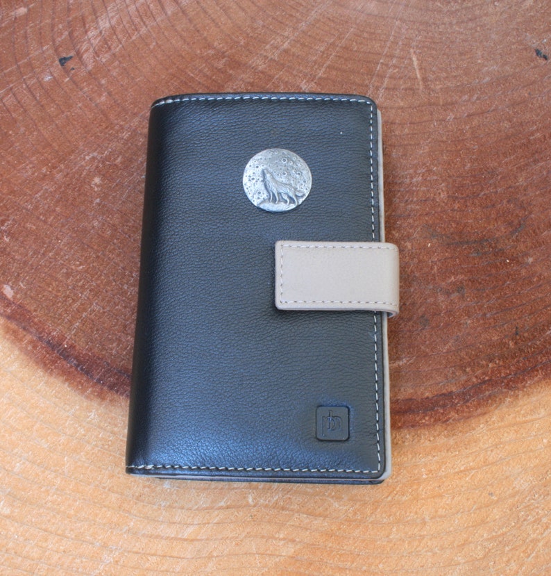 Wolf Full Moon Leather Purse LP with Zipped Compartments RFID Protected Ladies Gift 501