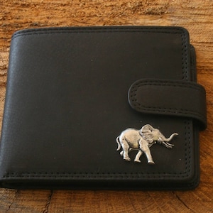 Olifant leren portemonnee bruin of zwart lederen safari vaderdagcadeau 116 wch