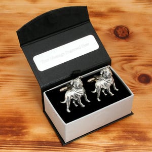 Staffordshire Bull Terrier Cufflinks Pewter UK Staffy Father&#39;s Day Gift 346 cu