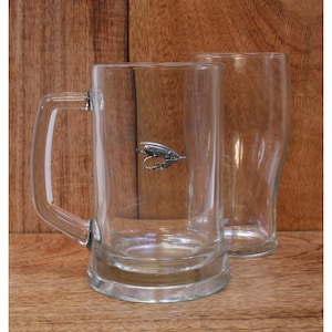 Fly Fishing Pint Glass Lager Glass Ale Glass Tankard Or Tulip Reel Fly Carp Father&#39;s Day Gift gt