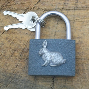 Rabbit Engraved Padlock Love Wish Lock Wedding Anniversary Valentines Couple Gift Bridge Unity Lock Free engraving Gift 291 pl