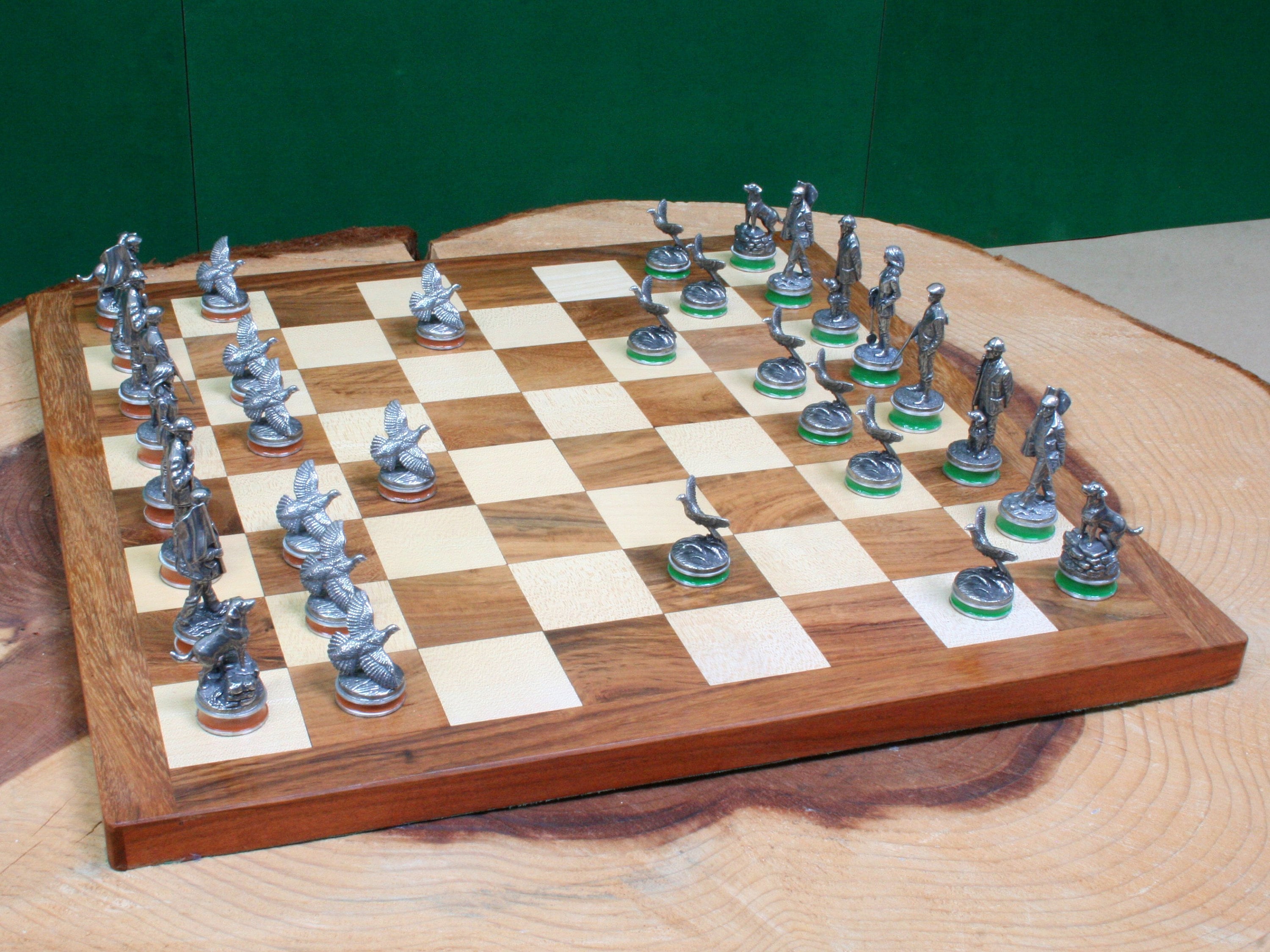 Handmade Pewter Shooting Chess Set – Pheasant & Partridge Theme