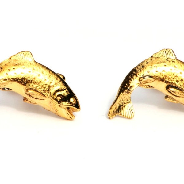 Trout Gold Plated Cufflinks UK Handmade Fishing Fathers Day Gift