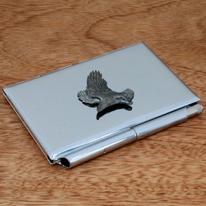 Bloco de notas de metal com pássaros exóticos e porta-cartões com gravação personalizada grátis, papagaio e flamingo, presente para o dia dos pais