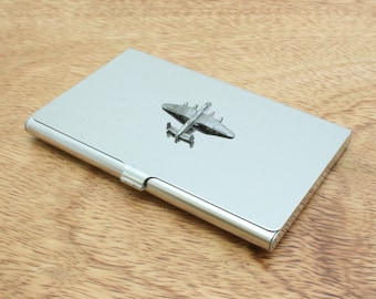 Portatarjetas de crédito de metal con diseño de aviones militares y grabado gratuito personalizado. Regalo de cumpleaños para el Huracán F-15.