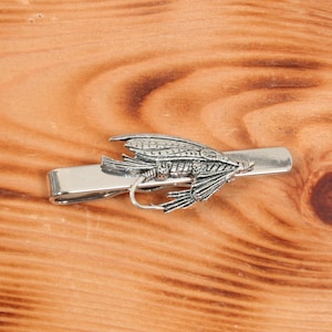Fly Fishing Tie Clip Tack Slide UK Handmade Necktie Clip Father&#39;s Day Gift Reel Fly Carp Father&#39;s Day Gift ti