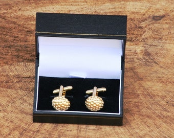 Golf Ball Design Gold Plated Cufflinks UK Handmade Fathers Day Gift Boxed 155