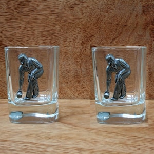 Gazonkommen Shotglaasjes kristal met motieven Bowling groen Vaderdagcadeau sg