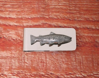 Fishing Themed Money Clip Metal Mens Free Engraved Carp Trout Bass Birthday Gift mc