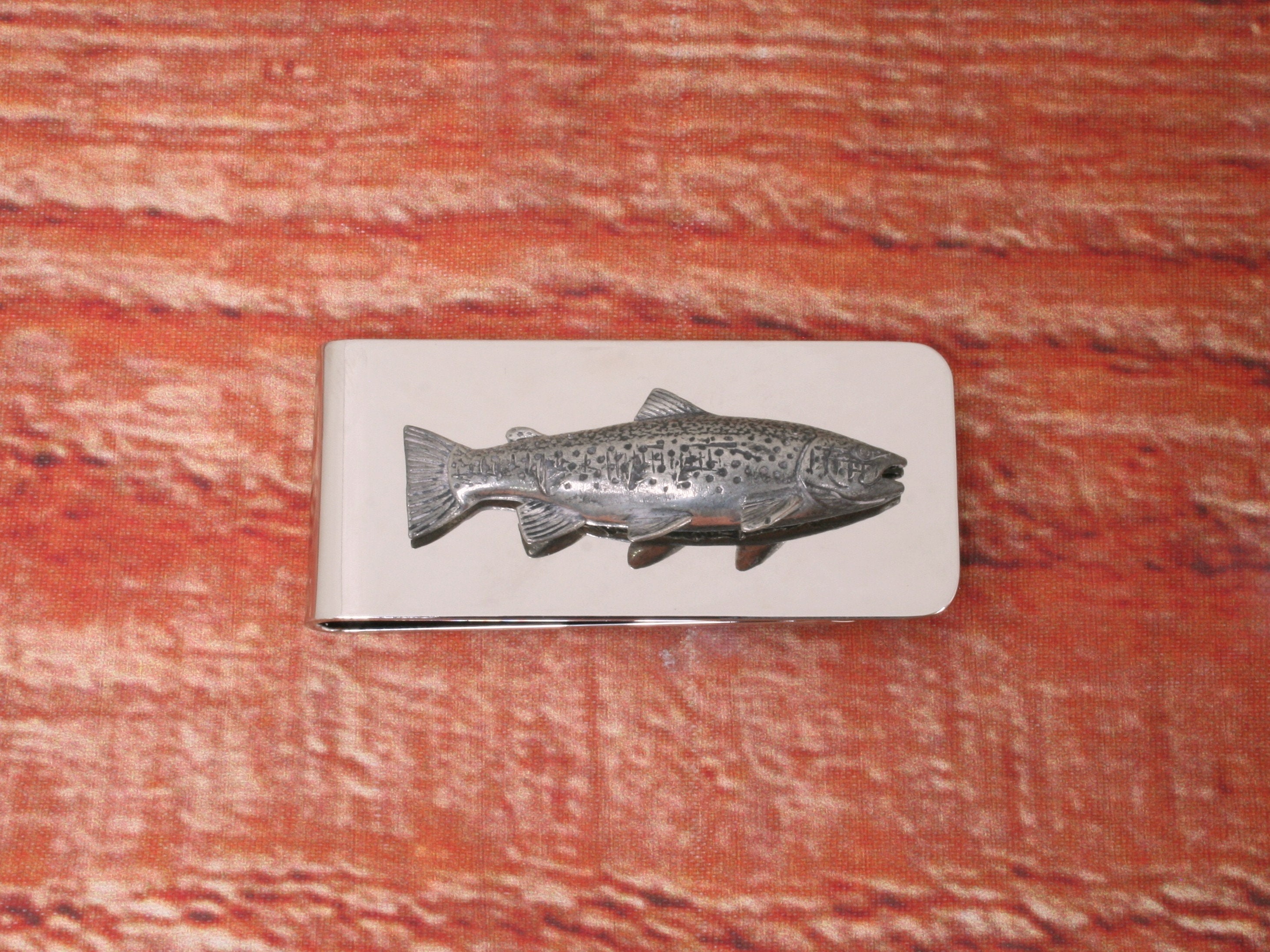 River Fish Money Clip Metal Mens Free Engraved Carp Trout Pike Gift MC