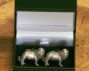 Lion Cufflinks Pewter UK Handmade Safari Animal Gift 222