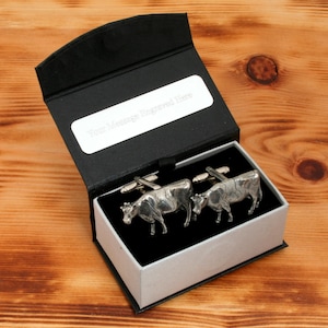 Dairy Cow Cufflinks Pewter UK Handmade Beef Farmer Father&#39;s Day Gift