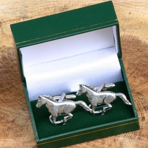 Galloping Horse Cufflinks Pewter UK Handmade Fathers Day Gift cu