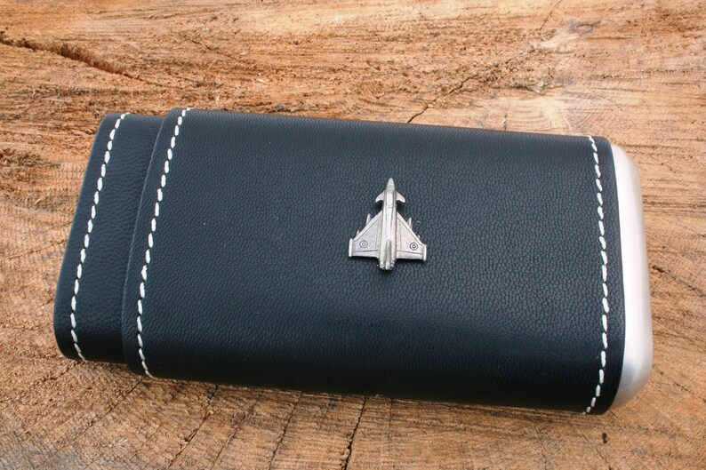 Eurofighter Leather Covered Cigar Tube Case Cedar Lined Gift Boxed 120