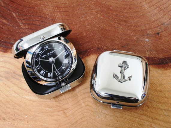 Ships Wheel Alarm Clock Portable Quartz Movement Ideal Sailors Gift 
