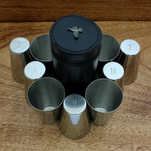 Game Birds Peg Position Finder Numbered Cups 1 to 10 in Black Leather Case Pheasant Partridge Father&#39;s Day Gift bp