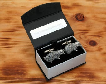 Badger Cufflinks Pewter UK Handmade Countryside Birthday Gift cu