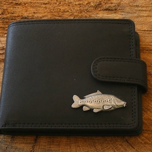Spiegel Karpfenleder Brieftasche Braun oder Schwarz Leder Angeln Vatertag Vatertag Geschenk 240 wch