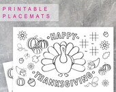 Thanksgiving Coloring Placemat, Turkey Kid Craft (Digital Download)