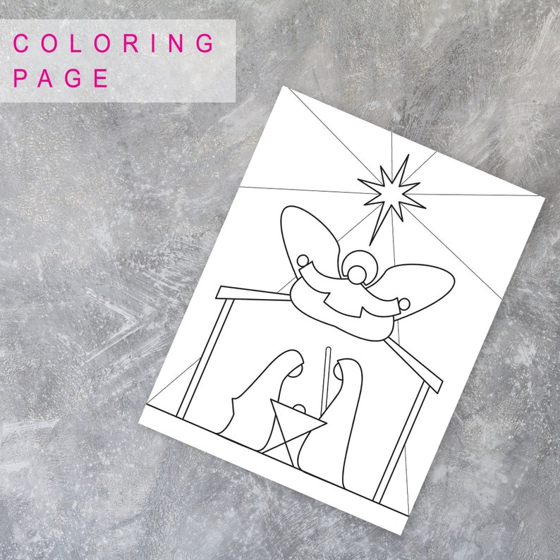 Nativity Printable Coloring Page, Christmas Manger Coloring Page ...