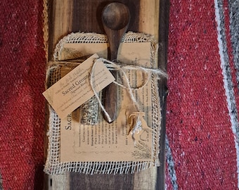 Black Walnut Charcuterie Board Set with Sacred Ground Herbal Blend, Handcrafted Wood Gift Kit, Milled at Horse-n-Bear Ranch The Herb Peddler