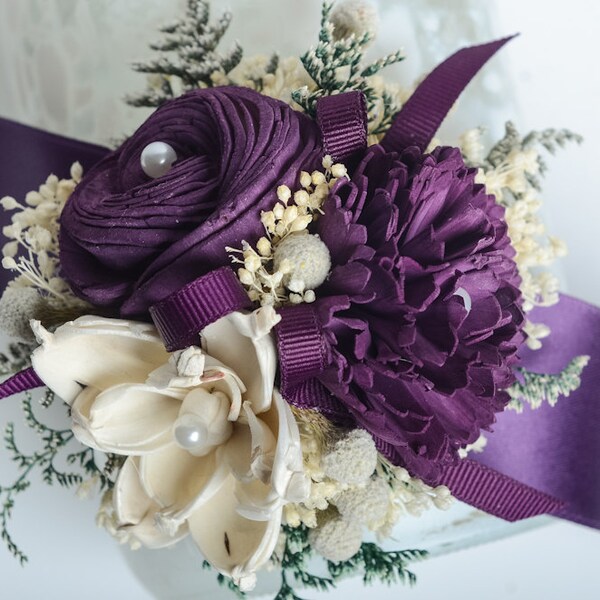 Purple, Pantone Sola FlowerWrist Corsage, Mother Corsage, Keepsake Wrist Corsage.