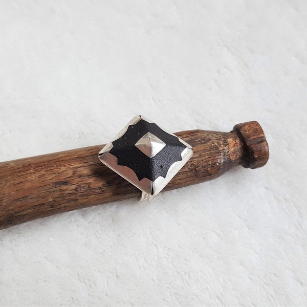 tuareg silver ring with ebony wood