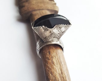 tuareg silver ring with onyx