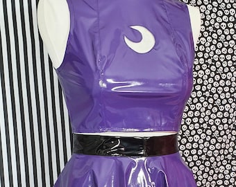 Lunar Goth 2 piece PVC glitter MOON cut out set PURPLE and black