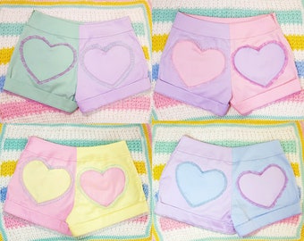 Mix & match colour block Heart Breaker PASTEL FRILL SHORTS - choose your colours!